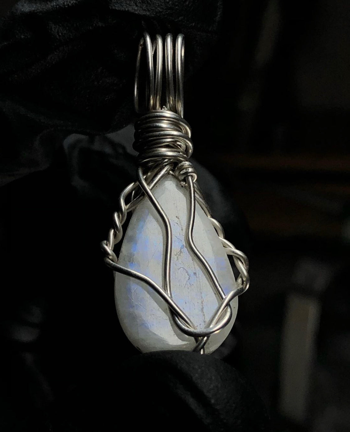 Rainbow Moonstone Tumble Sterling Silver Pendant - Mini Range - Premium