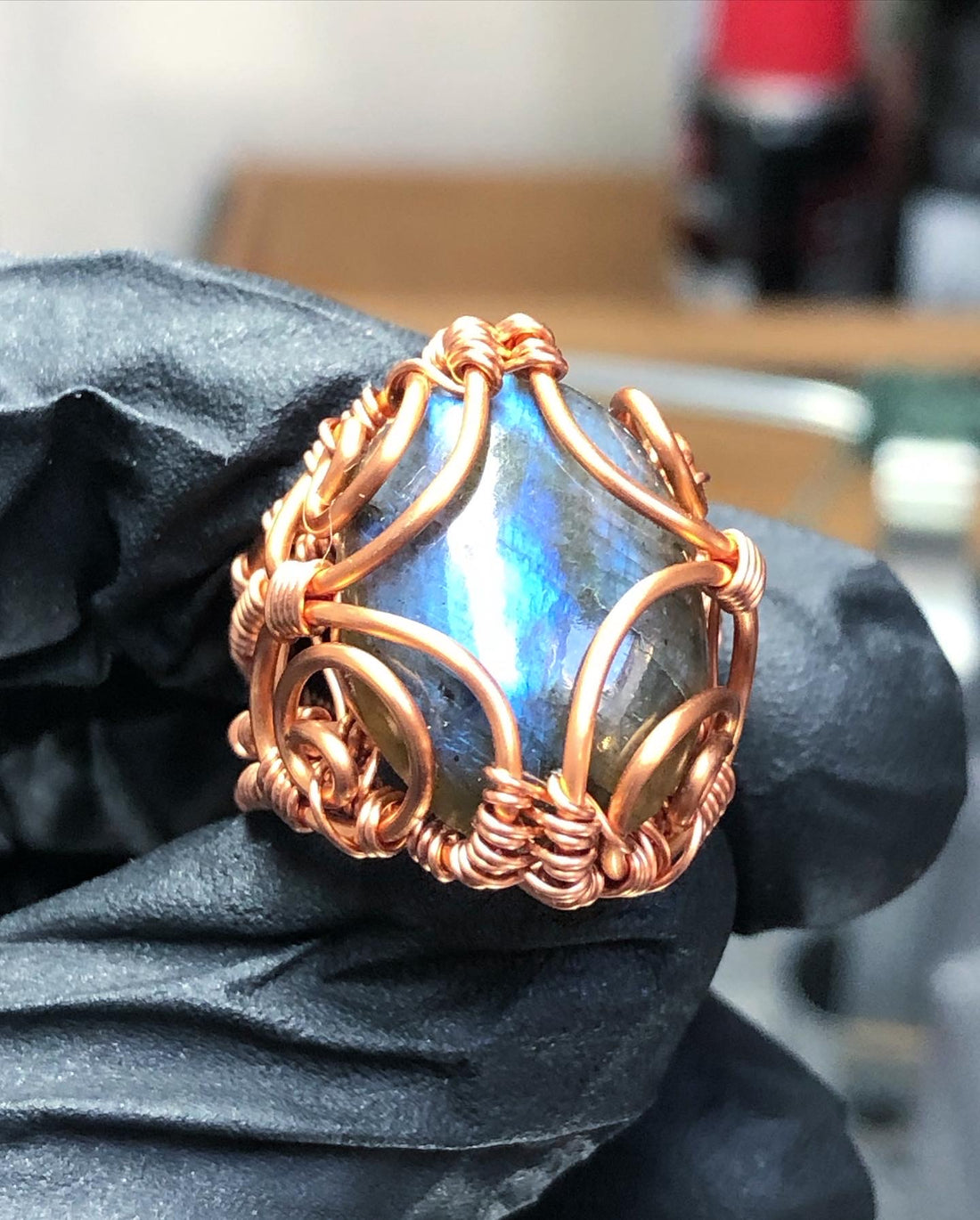 Labradorite Copper Ring - Bohemian Style - Premium