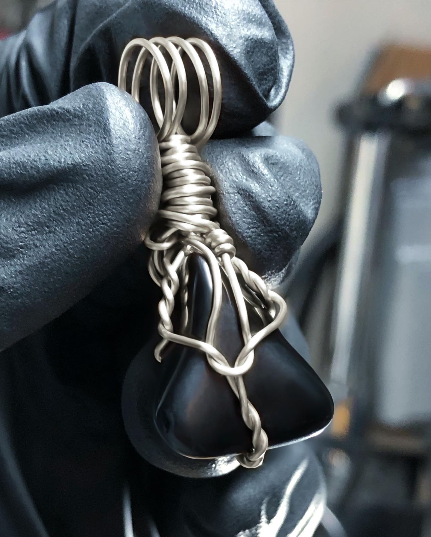 Black Obsidian Tumble Sterling Silver Pendant - Mini Range