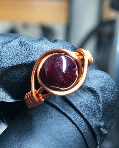 Garnet 8mm Ring - Copper Petite Band - Buy 1 Get 1 Half Price - Premium