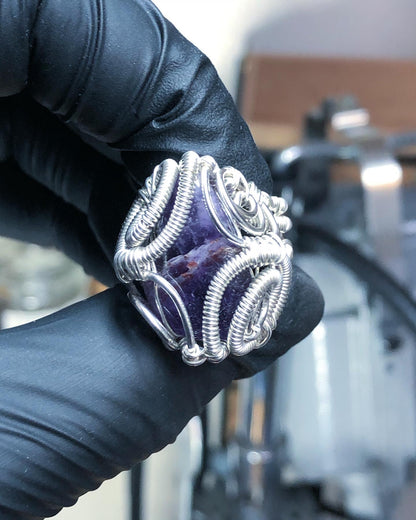 Amethyst Ring Sterling Silver - Dragon Style