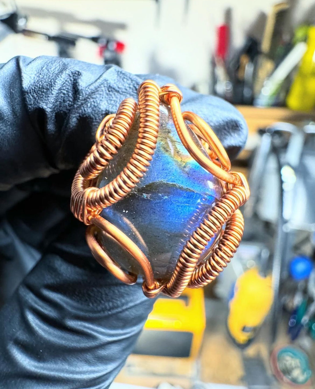 Labradorite Copper Ring - Dragon Style - Premium