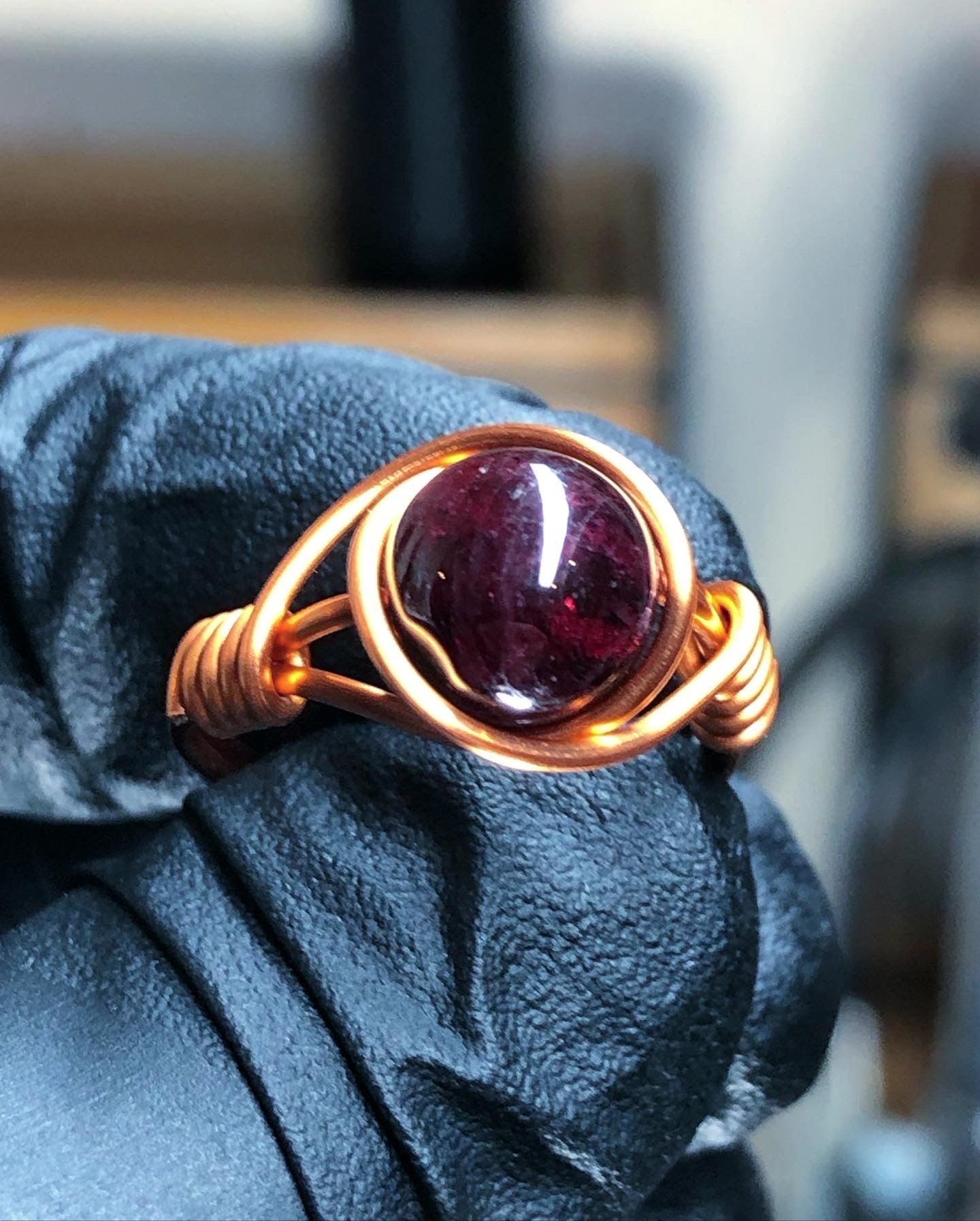 Garnet 8mm Ring - Copper Petite Band - Buy 1 Get 1 Half Price - Premium