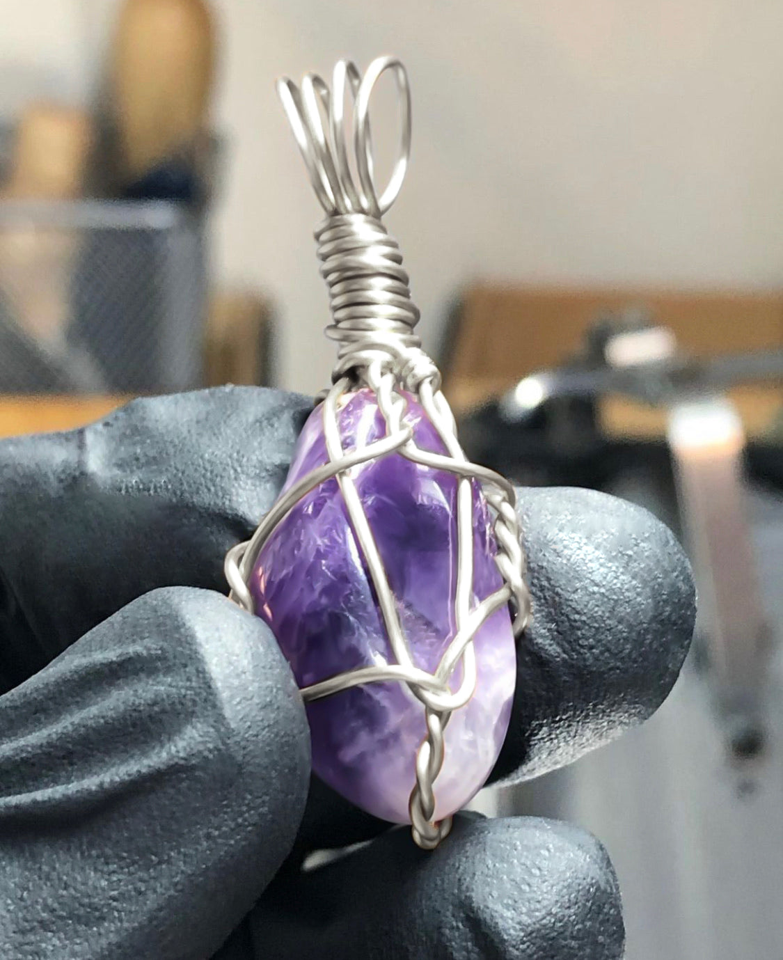 Amethyst Tumble Sterling Silver Pendant - Mini Range