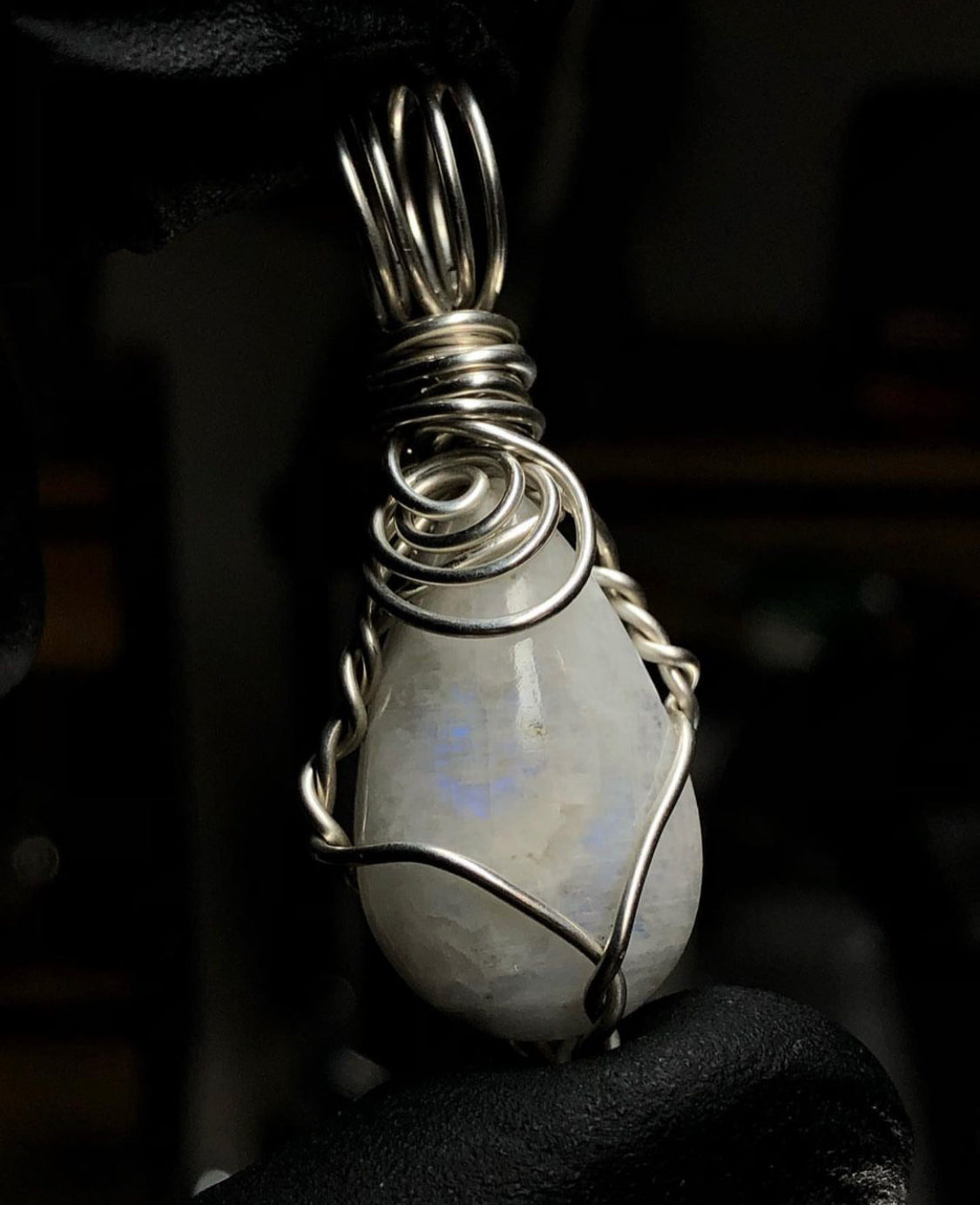 Rainbow Moonstone Tumble Sterling Silver Pendant - Mini Range - Premium