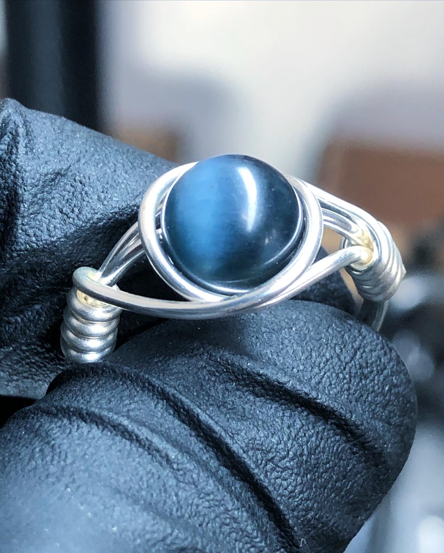 Blue Tiger’s Eye 8mm Ring - Sterling Silver Petite Band - Buy One Get One Half Price