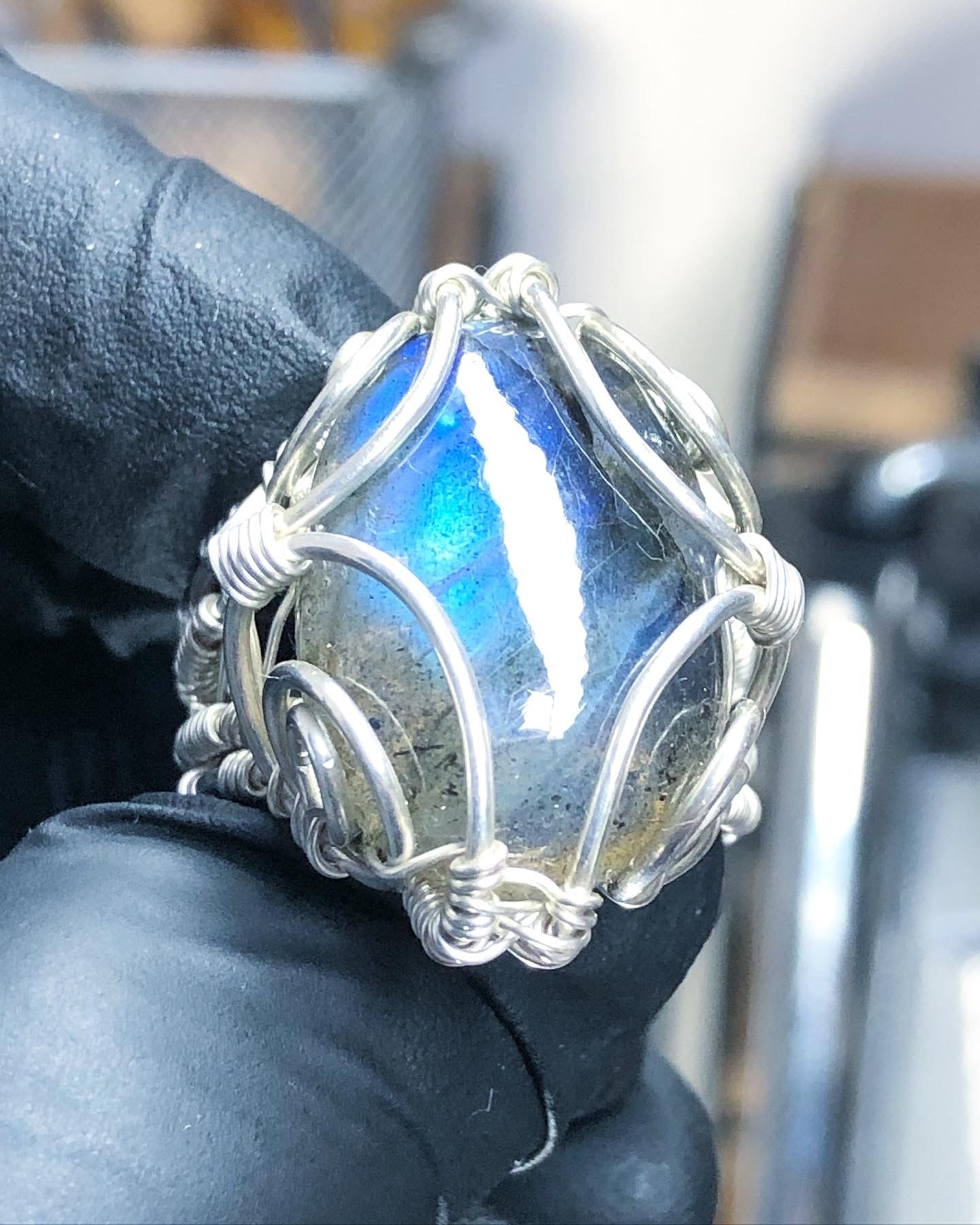 Labradorite Sterling Silver Ring - Bohemian Style - Premium