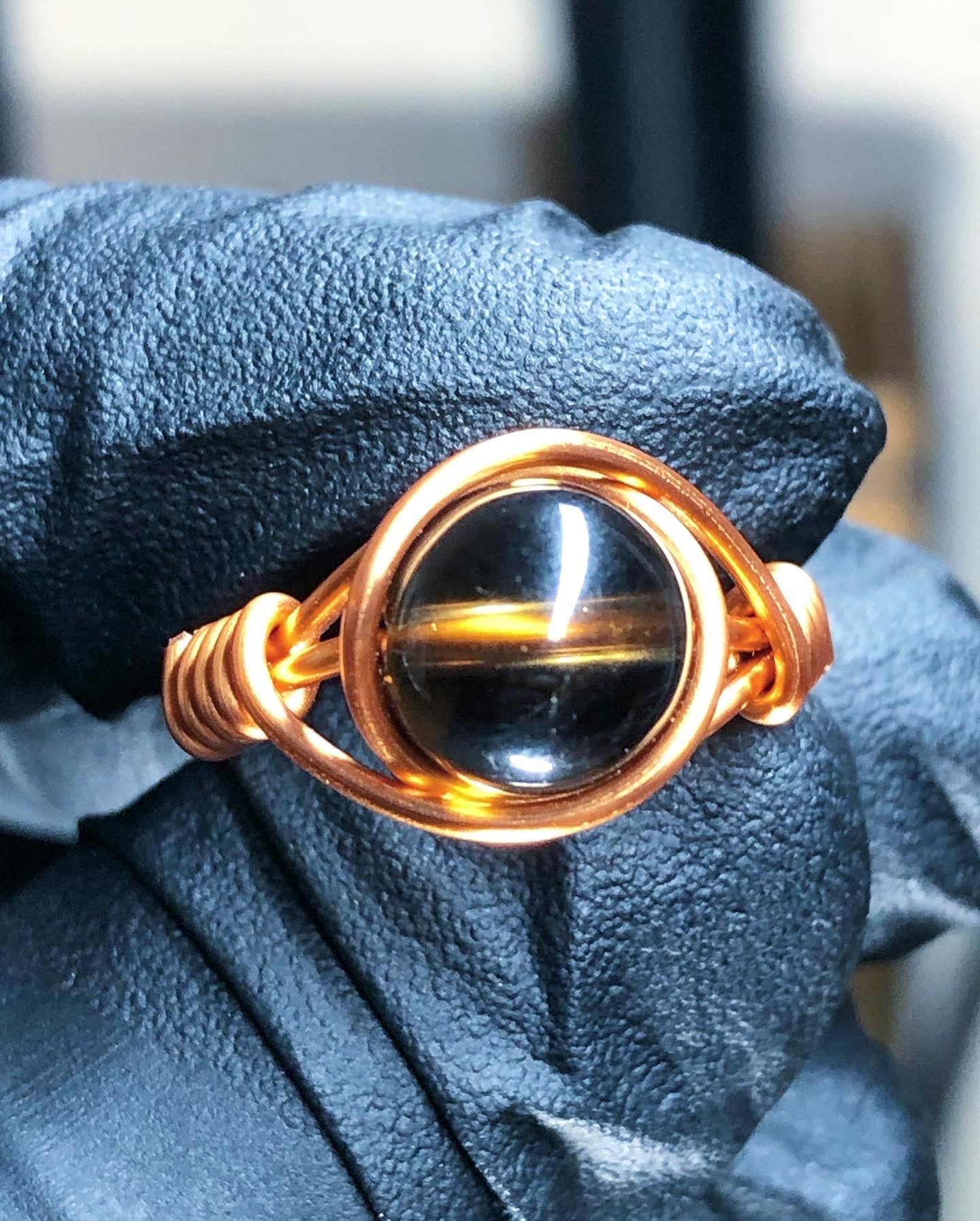 Smokey Quartz 8mm Ring - Copper Petite Band - Buy 1 Get 1 Free