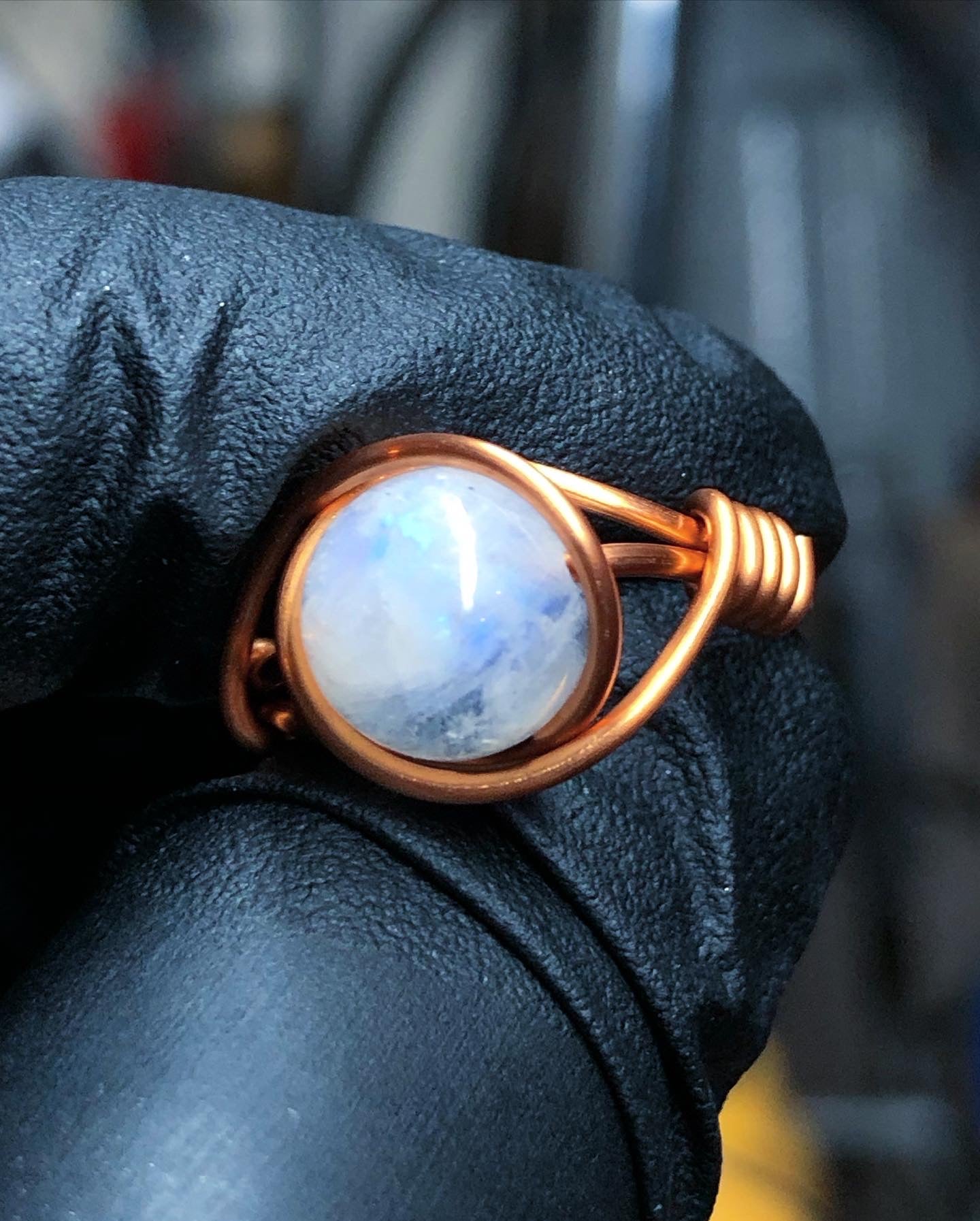 Rainbow Moonstone 8mm Ring - Copper Petite Band - Buy 1 Get 1 Half Price - Premium