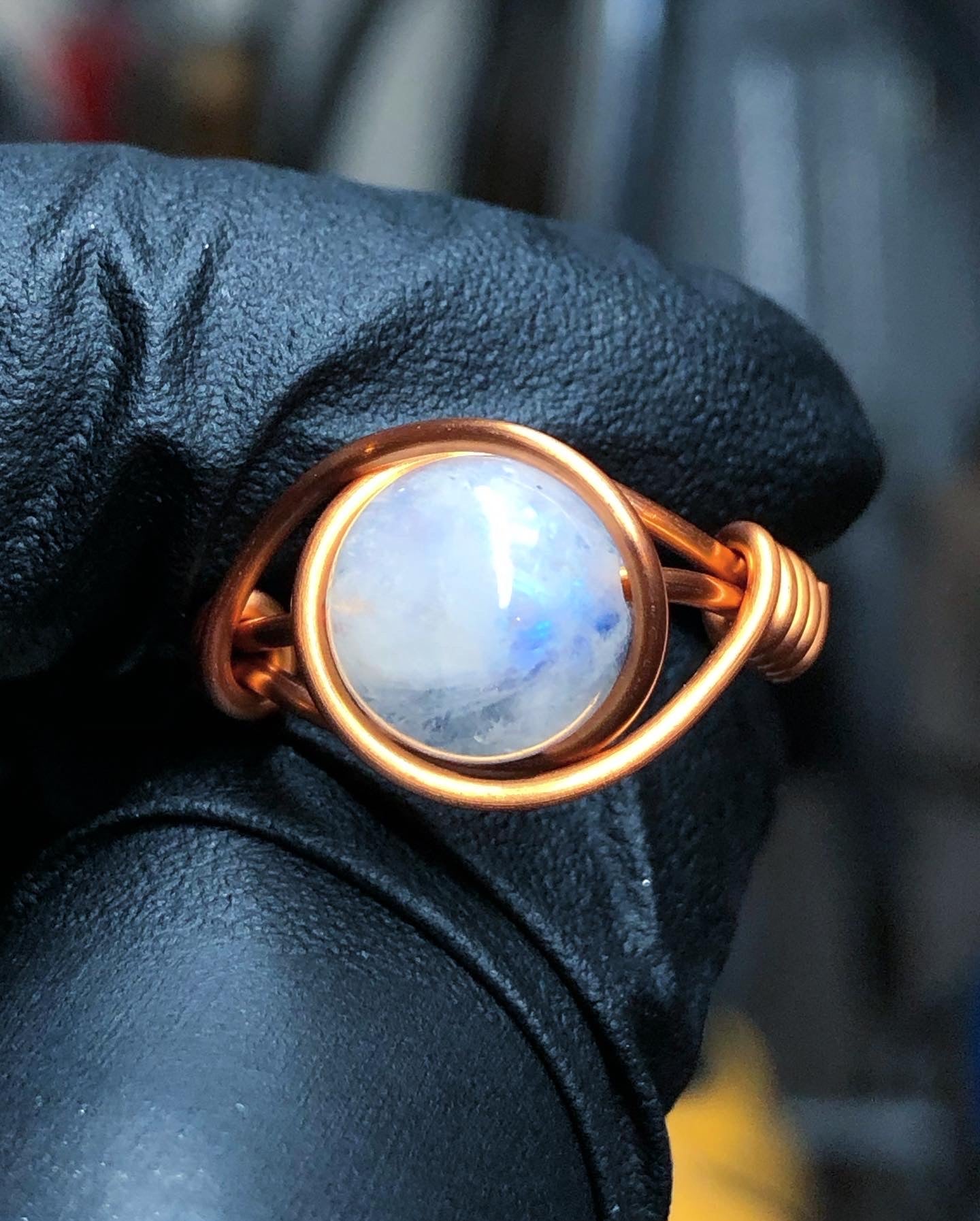 Rainbow Moonstone 8mm Ring - Copper Petite Band - Buy 1 Get 1 Half Price - Premium