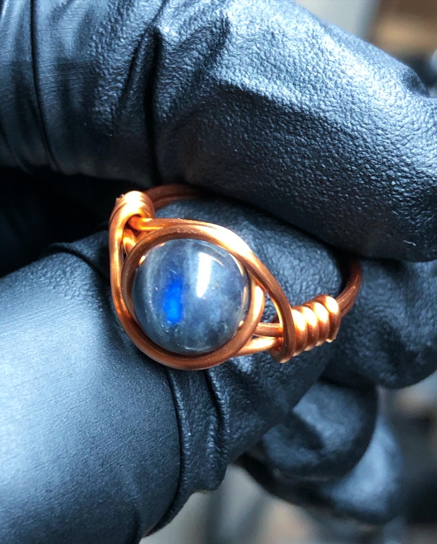 Labradorite 8mm Ring - Copper Petite Band - Buy 1 Get 1 Half Price - Premium