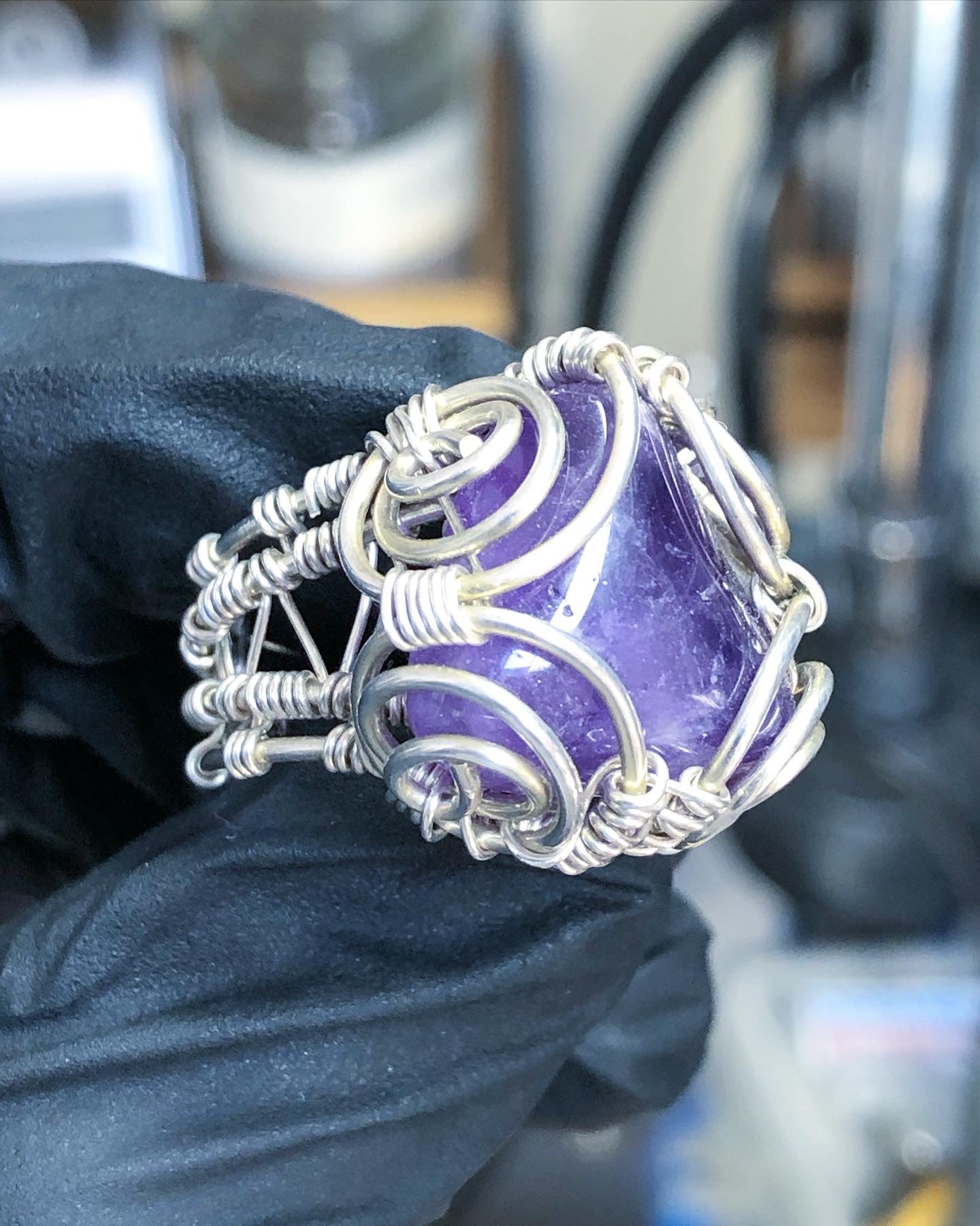 Amethyst Sterling Silver Ring - Bohemian Style