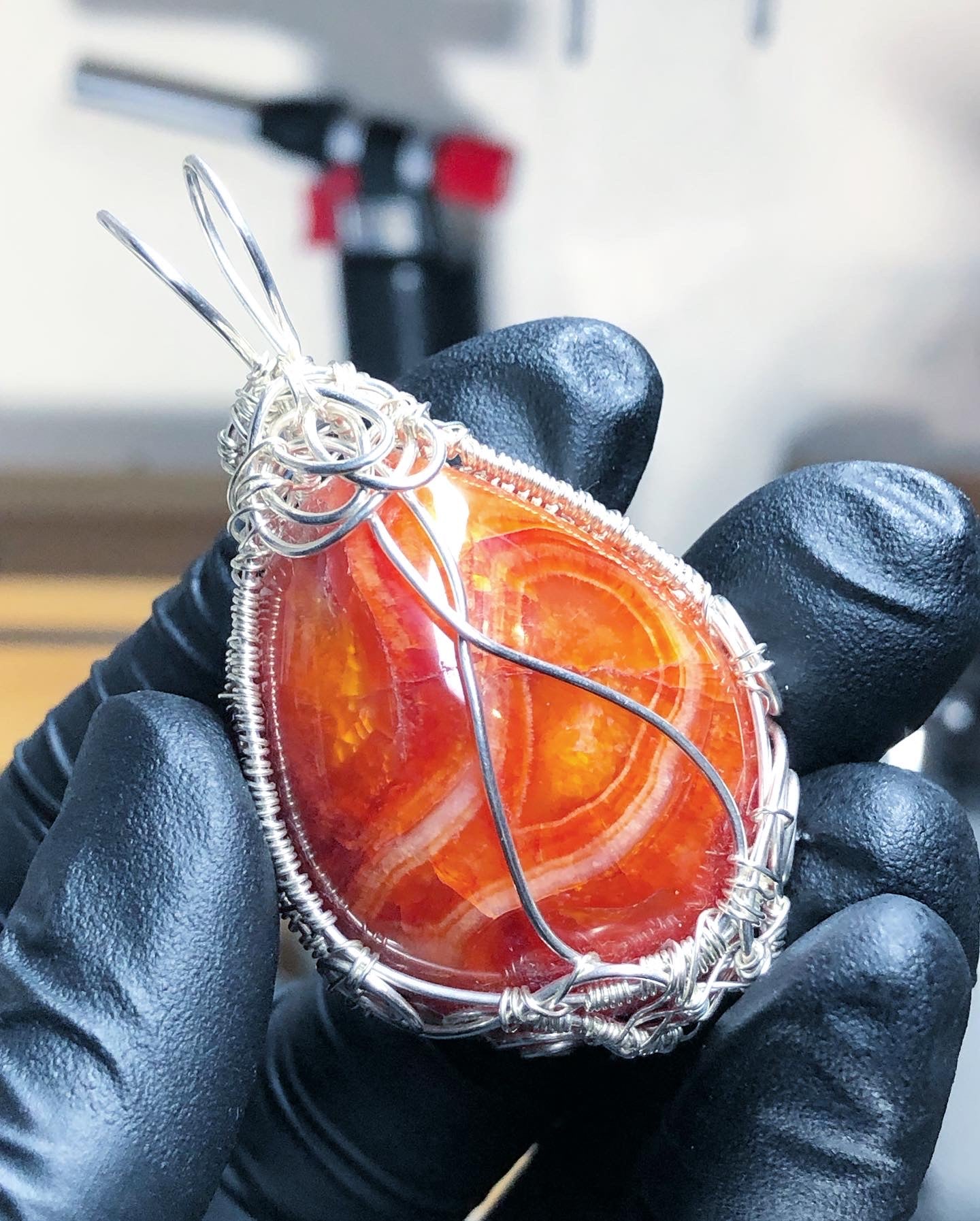 Carnelian Sterling Silver Pendant - Tektaineum Style - Premium