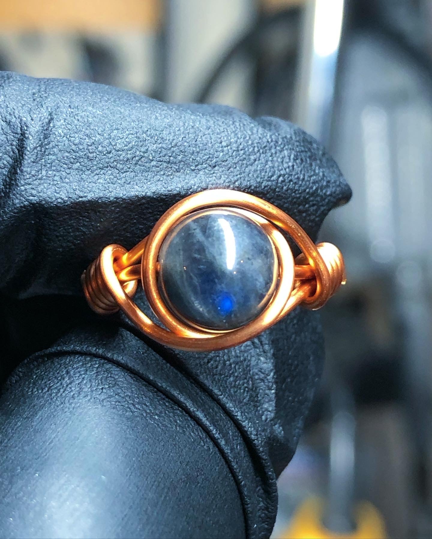 Labradorite 8mm Ring - Copper Petite Band - Buy 1 Get 1 Half Price - Premium