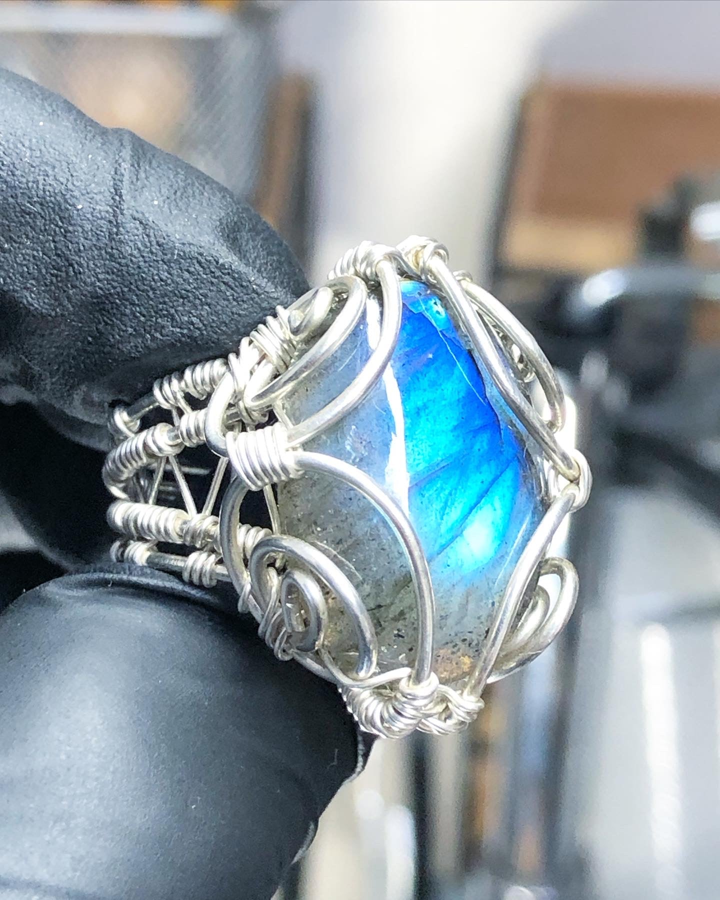 Labradorite Sterling Silver Ring - Bohemian Style - Premium