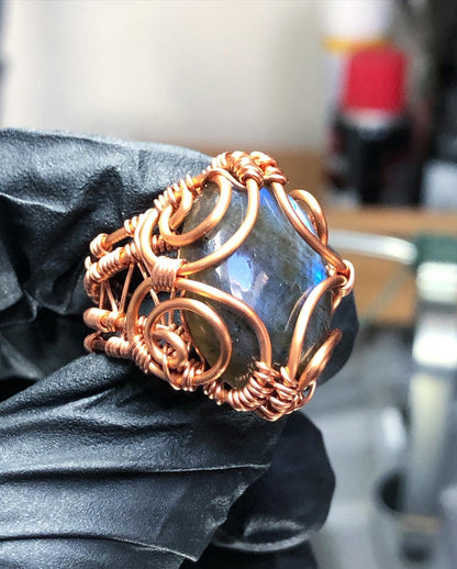 Labradorite Copper Ring - Bohemian Style - Premium