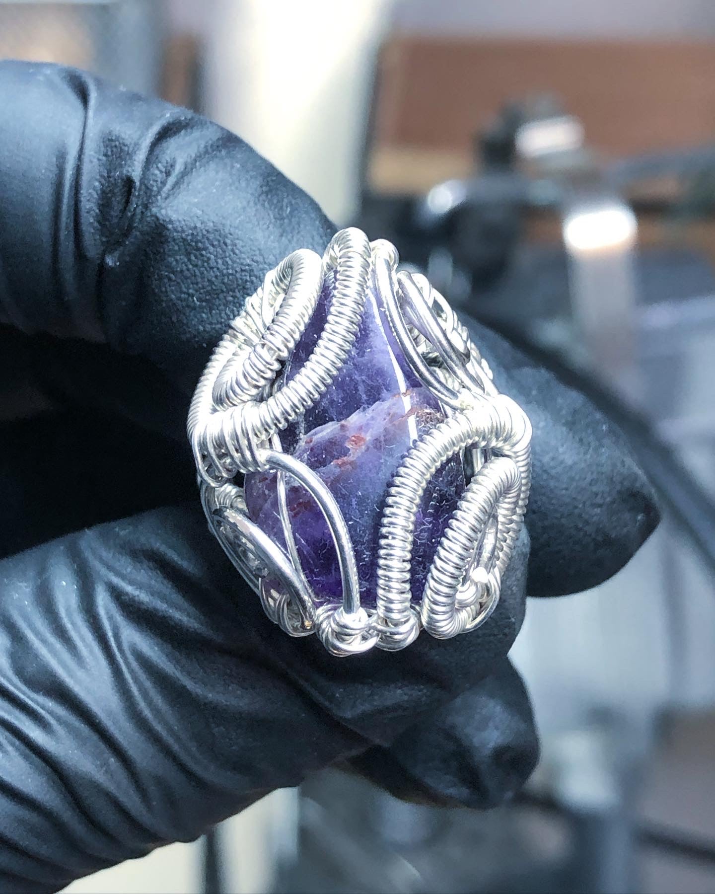 Amethyst Ring Sterling Silver - Dragon Style