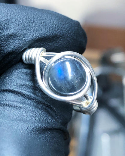 Labradorite 8mm Ring - Sterling Silver Petite Band - Buy 1 Get 1 Half Price - Premium