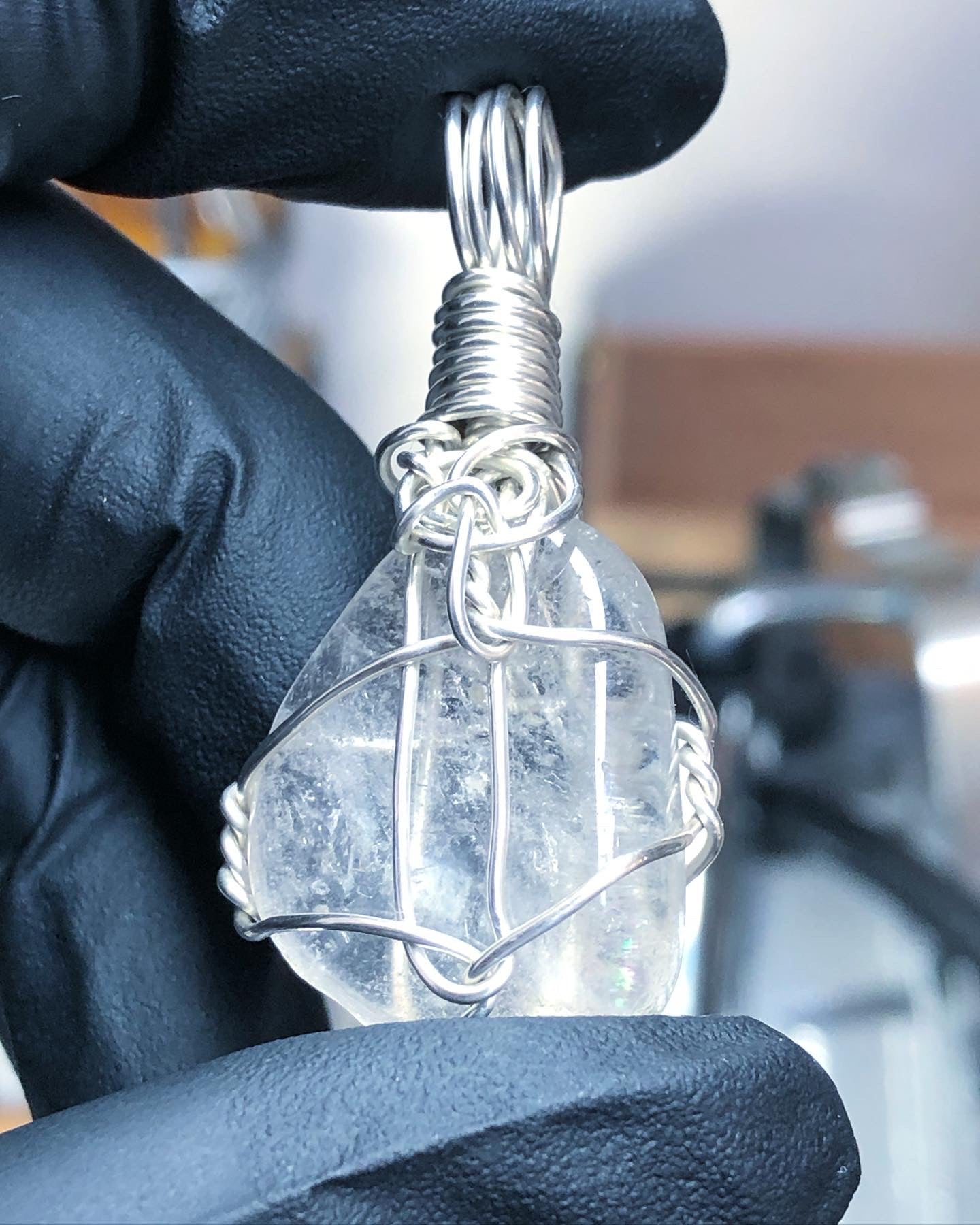 Clear Quartz Tumble Sterling Silver Pendant - Mini Range