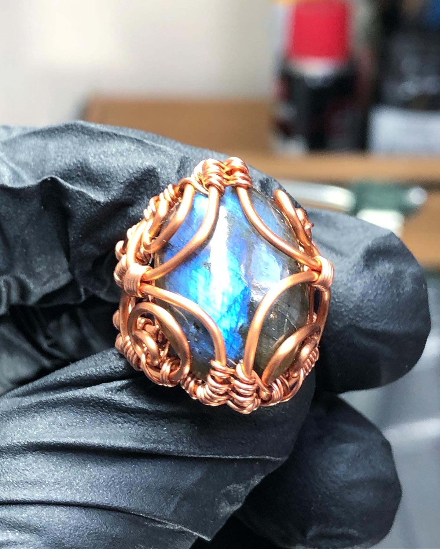 Labradorite Copper Ring - Bohemian Style - Premium