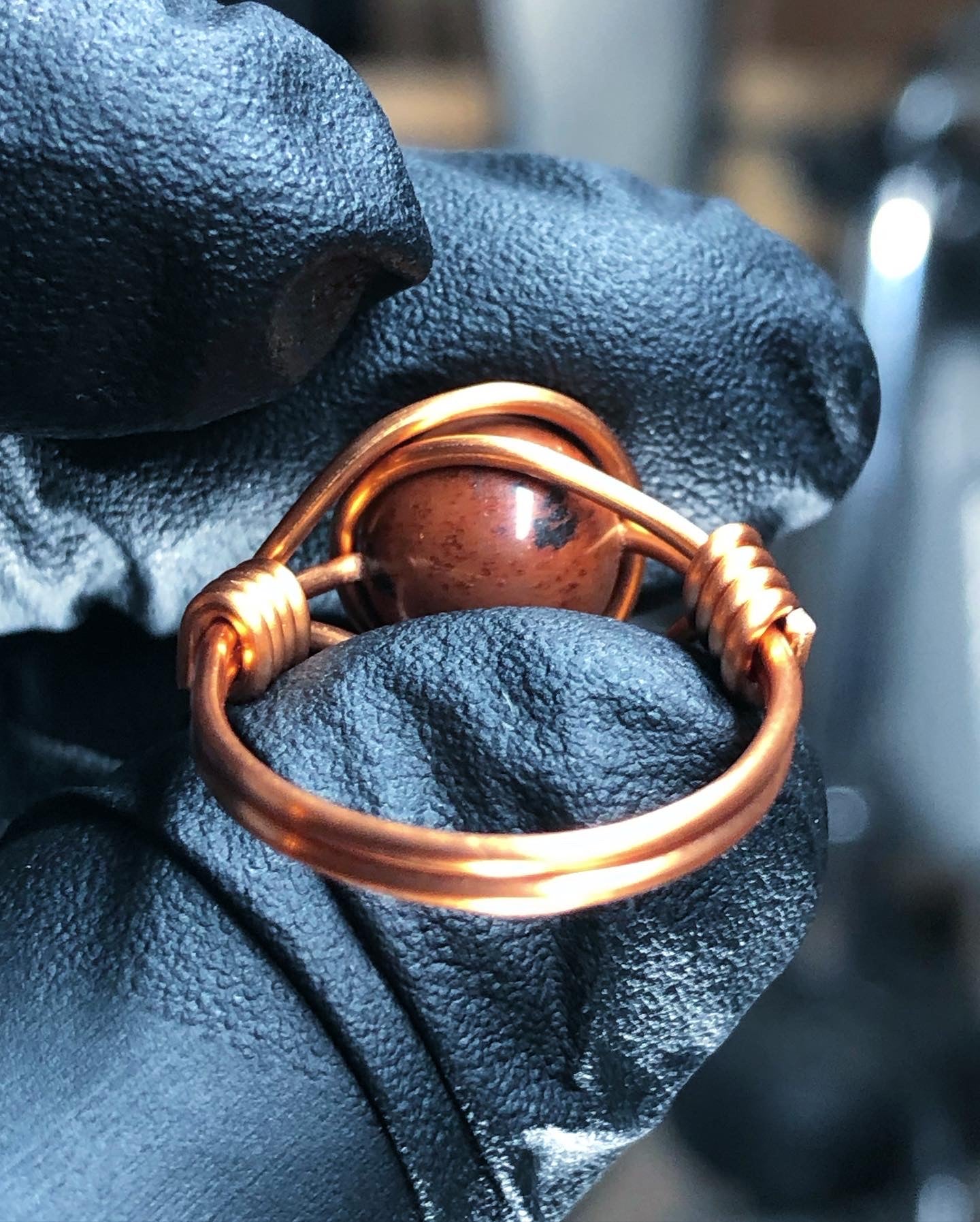 Mahogany Obsidian 8mm Ring - Copper Petite Band - Buy 1 Get 1 Free