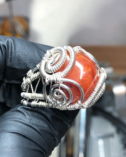 Carnelian Ring Range Sterling Silver - Dragon Style