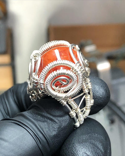 Carnelian Ring Range Sterling Silver - Dragon Style