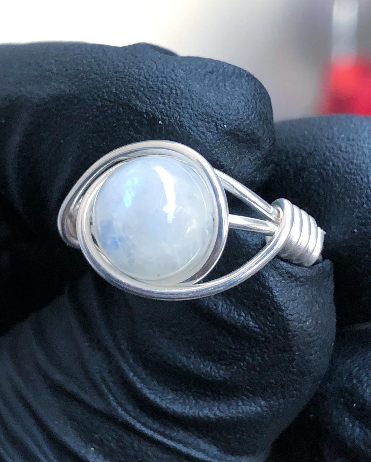 Rainbow Moonstone 8mm Ring - Sterling Silver Petite Band - Buy 1 Get 1 Half Price - Premium