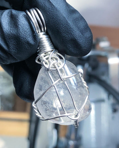 Clear Quartz Tumble Sterling Silver Pendant - Mini Range