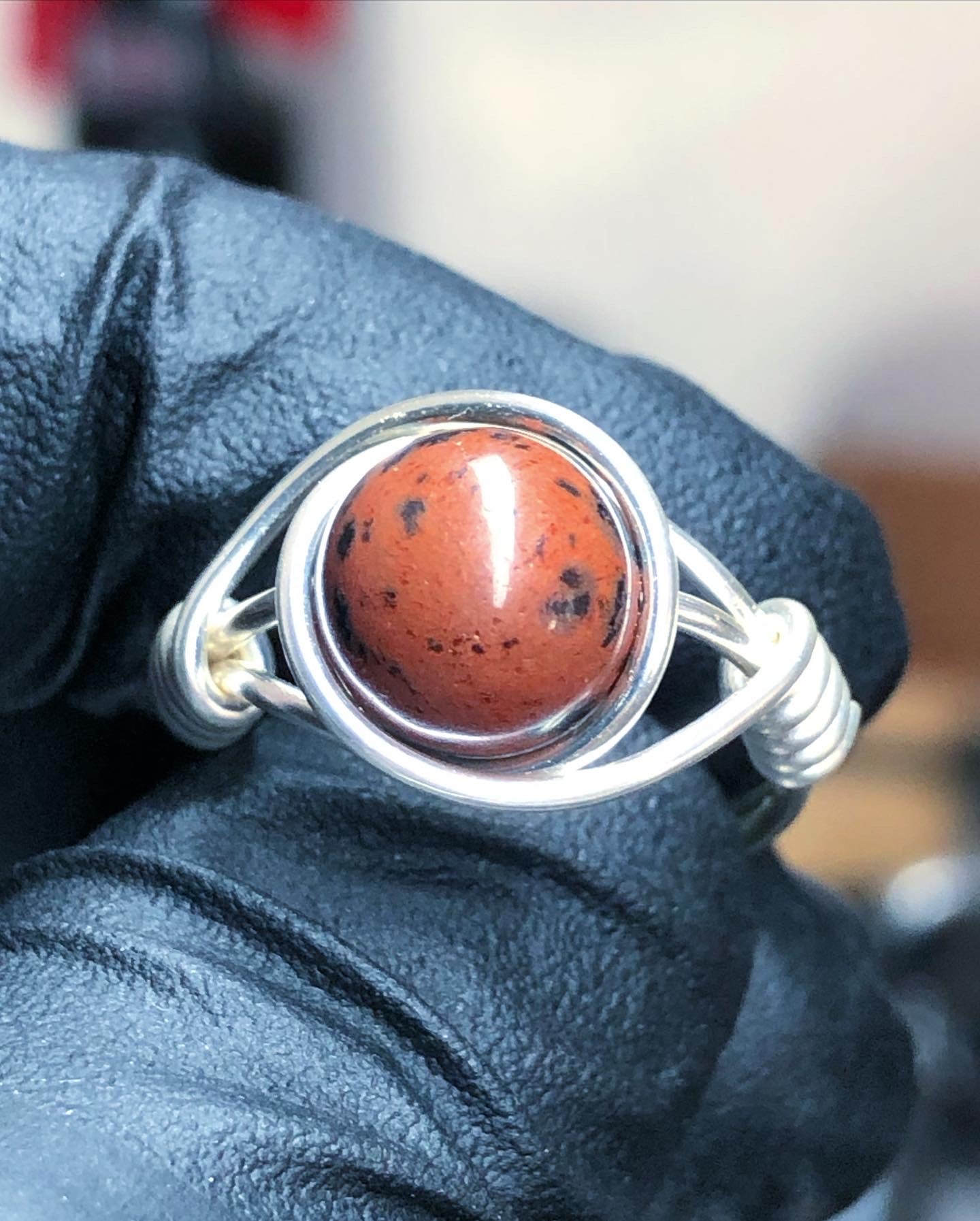 Mahogany Obsidian 8mm Ring - Sterling Silver Petite Band - Buy 1 Get 1 Half Price