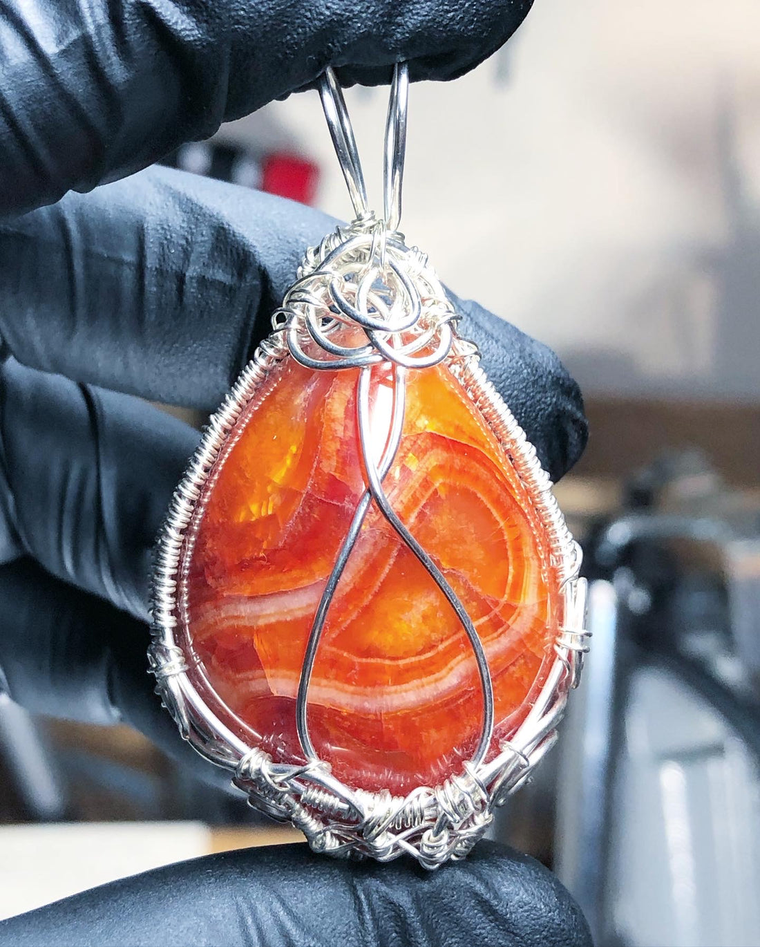 Carnelian Sterling Silver Pendant - Tektaineum Style - Premium