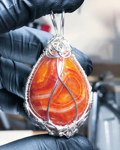 Carnelian Sterling Silver Pendant - Tektaineum Style - Premium