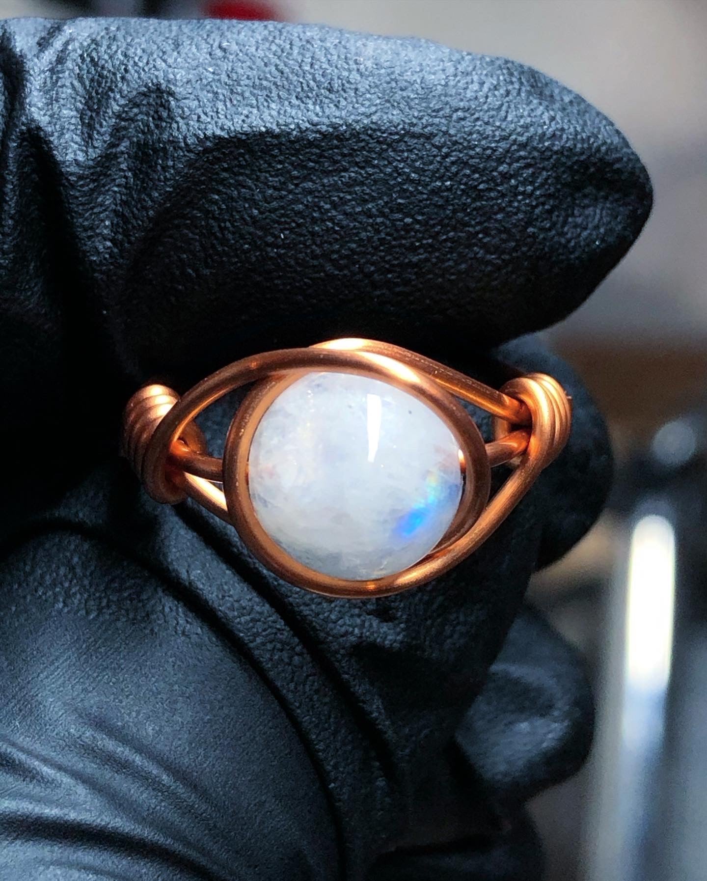 Rainbow Moonstone 8mm Ring - Copper Petite Band - Buy 1 Get 1 Half Price - Premium