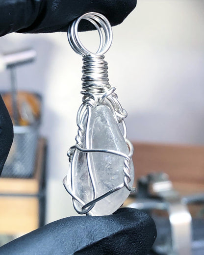 Clear Quartz Tumble Sterling Silver Pendant - Mini Range