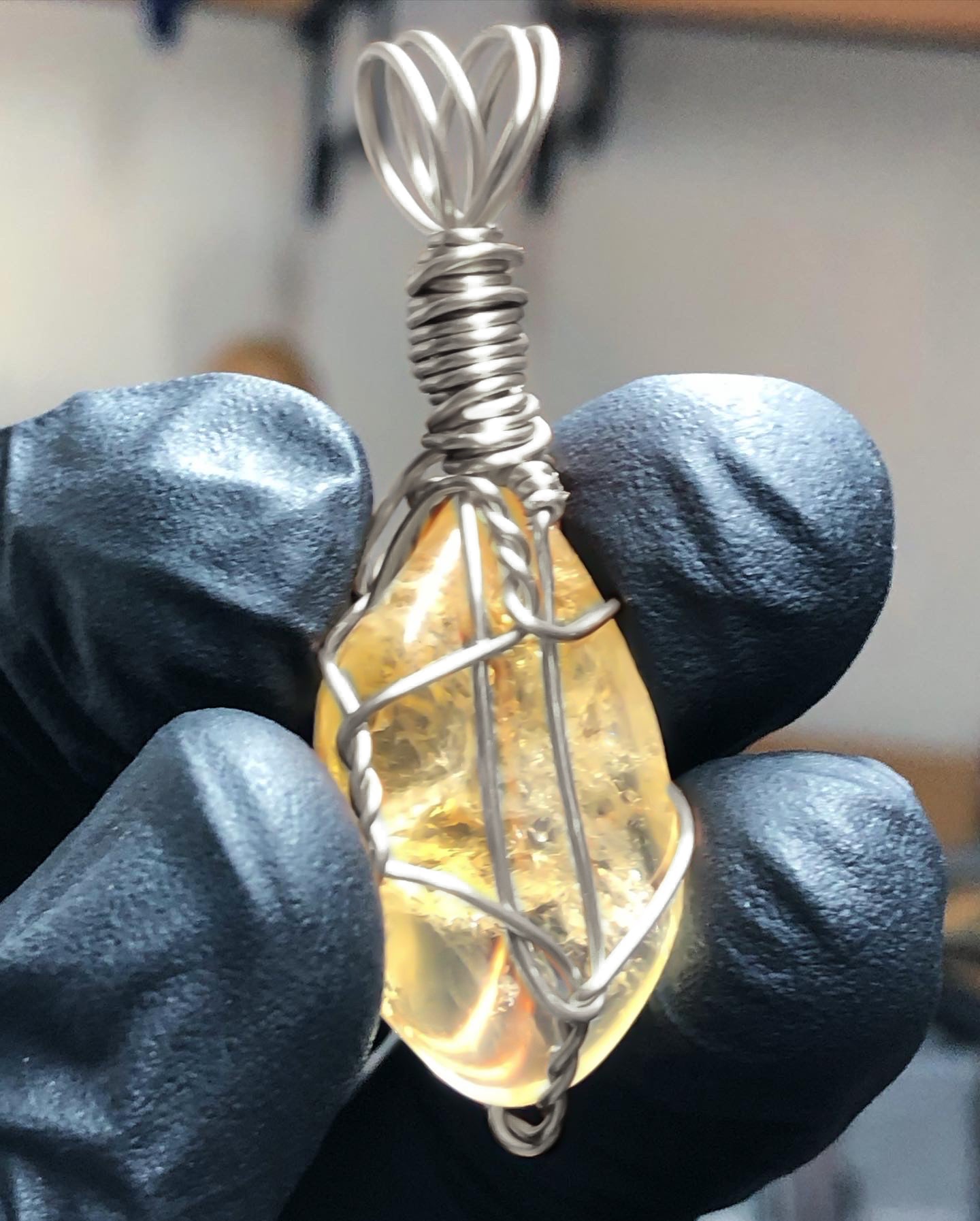 Citrine Tumble Sterling Silver Pendant - Mini Range