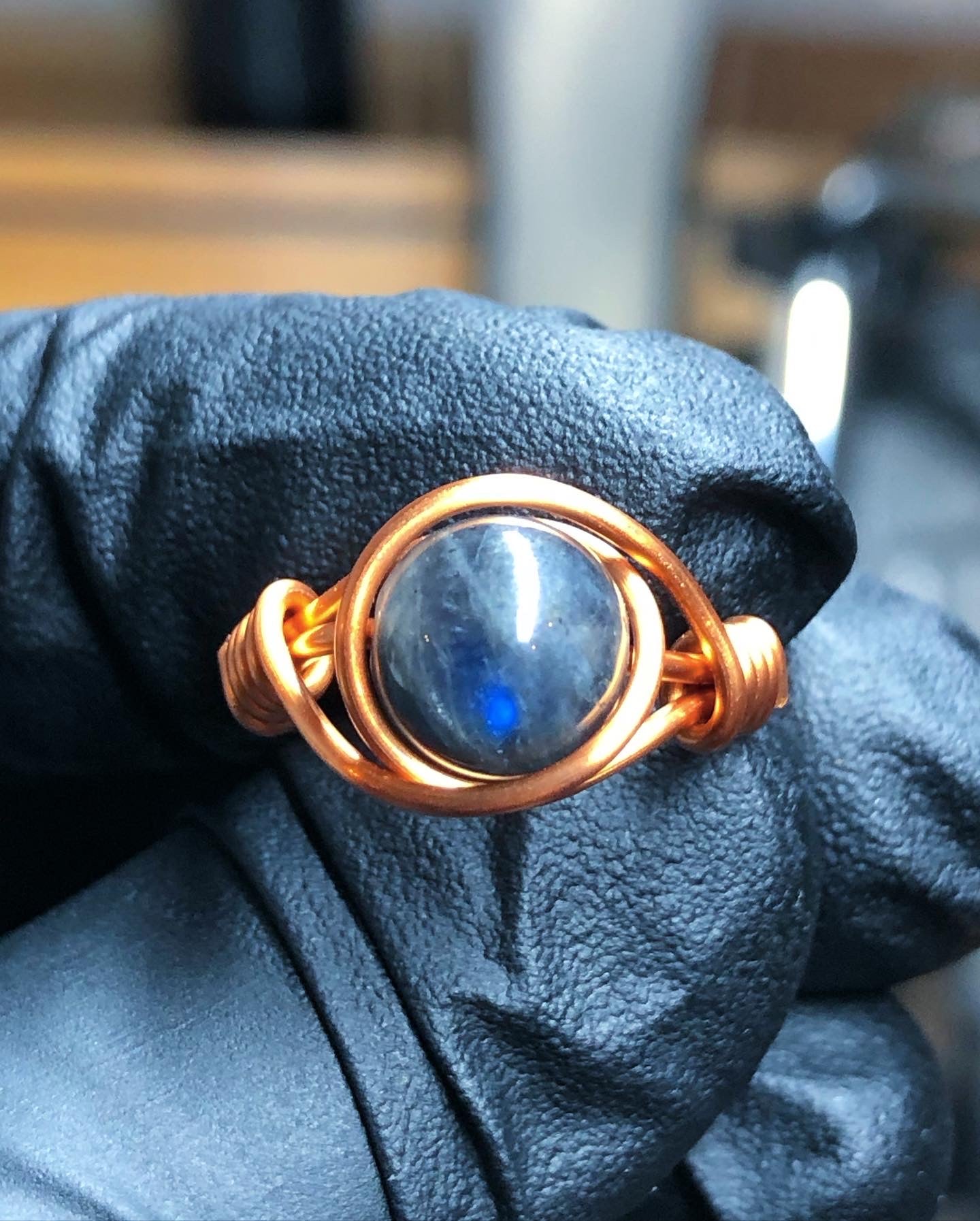 Labradorite 8mm Ring - Copper Petite Band - Buy 1 Get 1 Half Price - Premium