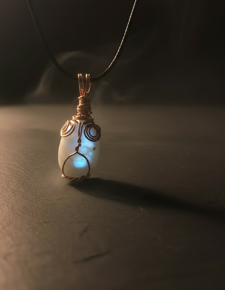 Rainbow Moonstone Tumble Copper Pendant - Mini Range - Premium