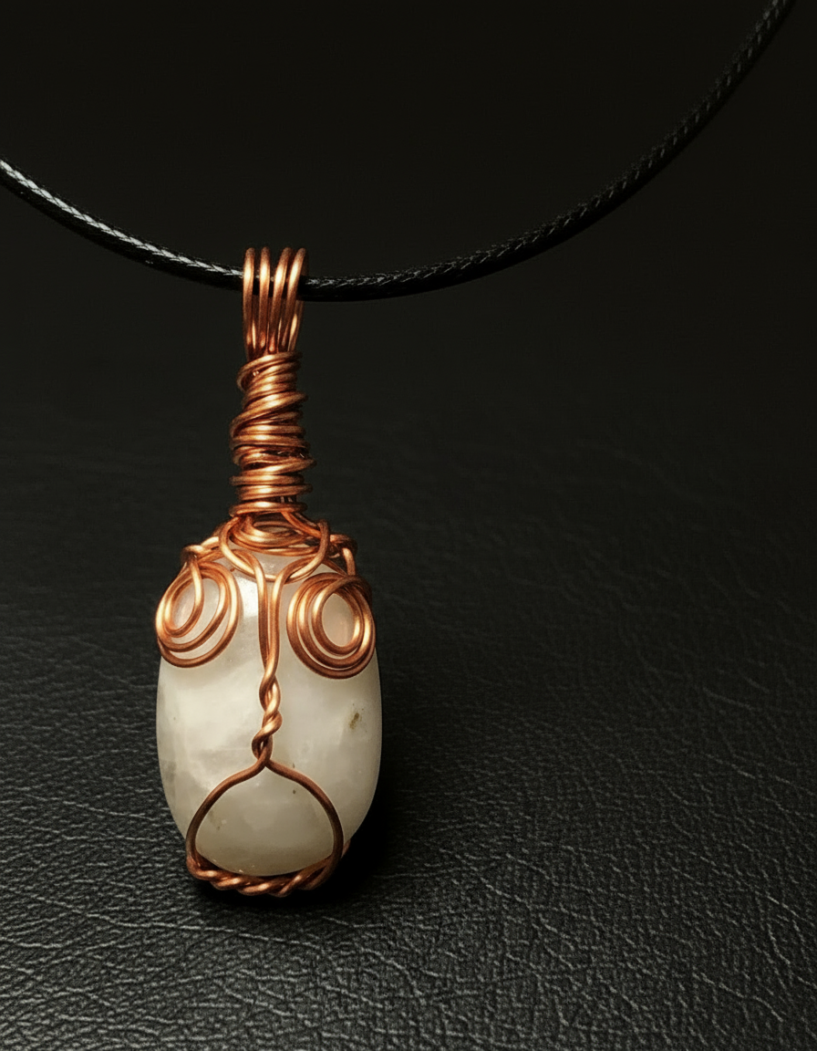 Rainbow Moonstone Tumble Copper Pendant - Mini Range - Premium