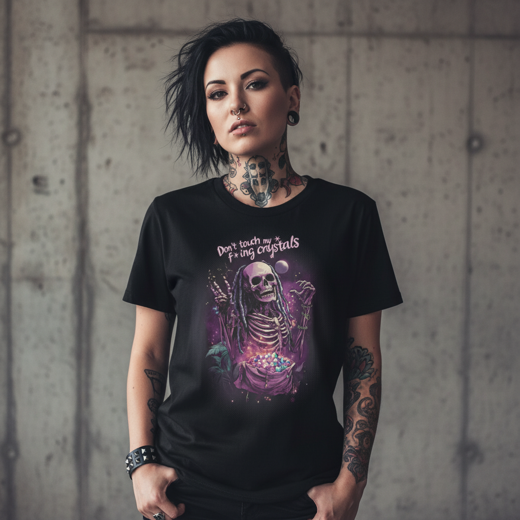 Alternative woman with concrete studio background