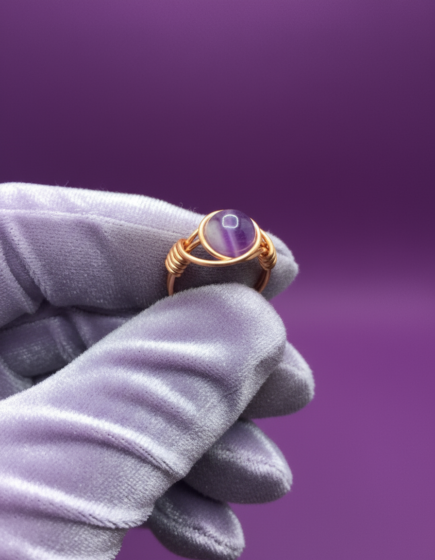 Amethyst Copper Ring - Lilac Glove