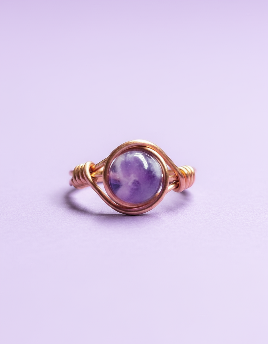 Amethyst Copper Ring - Lilac Studio