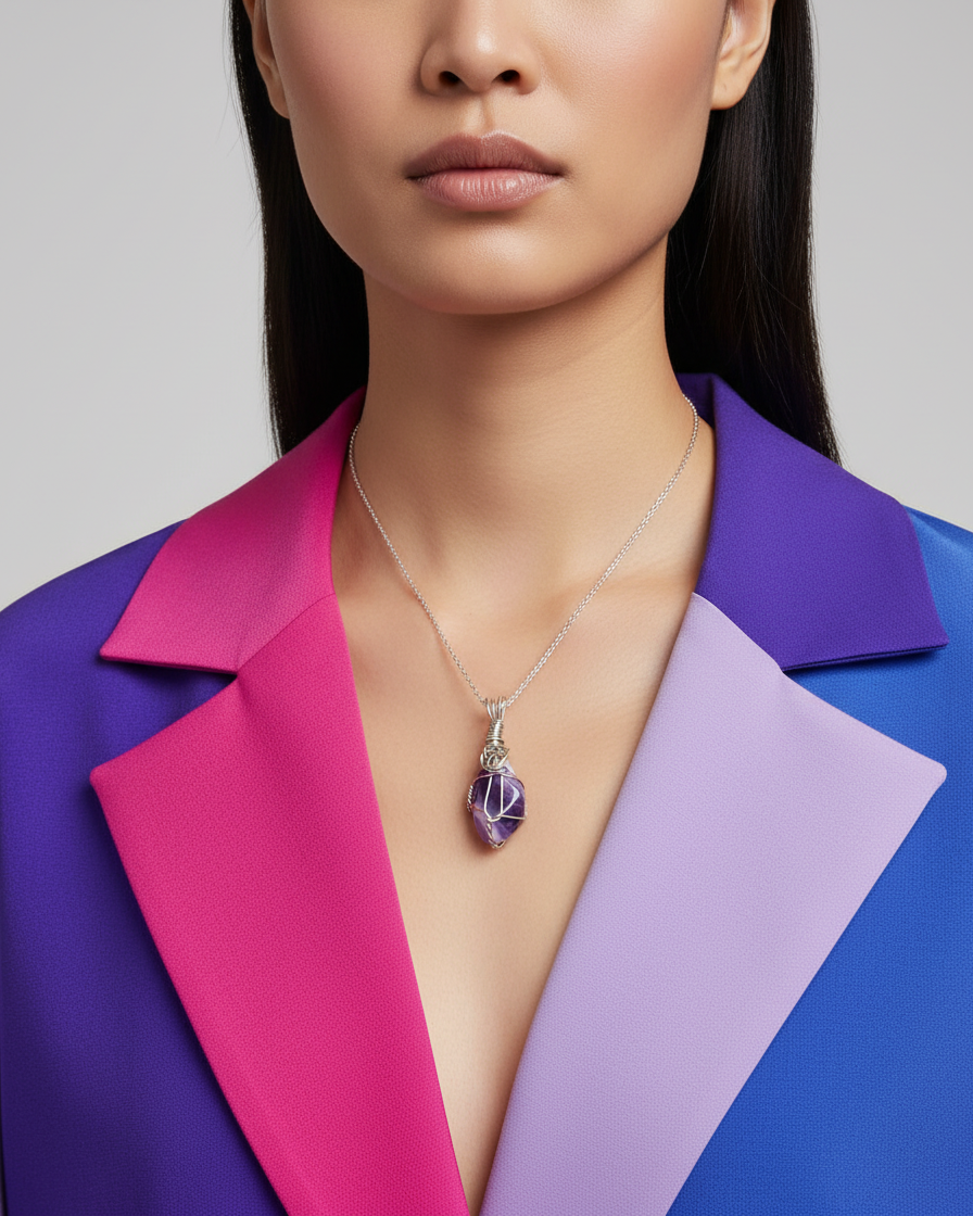 Asian female model 1cm pendant shorter silver chain