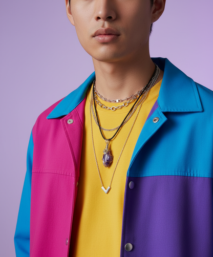 Asian male model studio trendy accessories