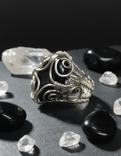 Atmospheric dramatic lighting with crystal arrangement