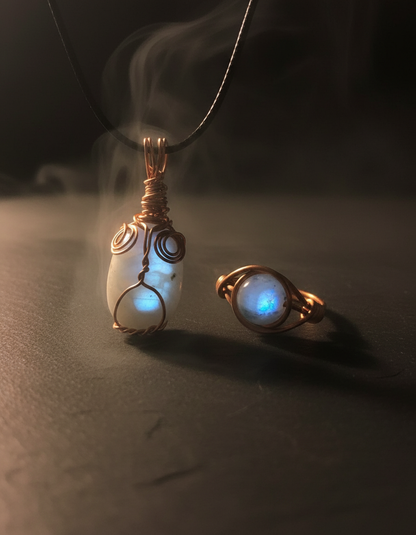 Atmospheric lighting with mystical moonstone theme