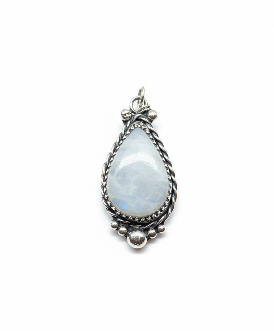 Aura Collection - Sacral Silver Pendant on Pure White Background