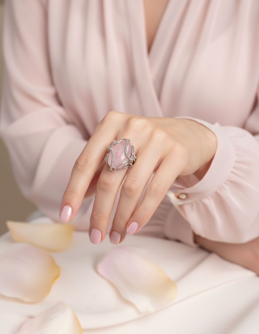Baby pink chiffon top - smaller ring