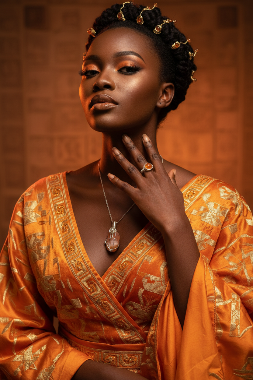 Beautiful model with correctly sized small carnelian bead