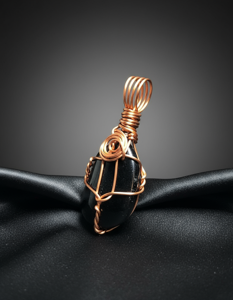 Black Obsidian Pendant - Charcoal