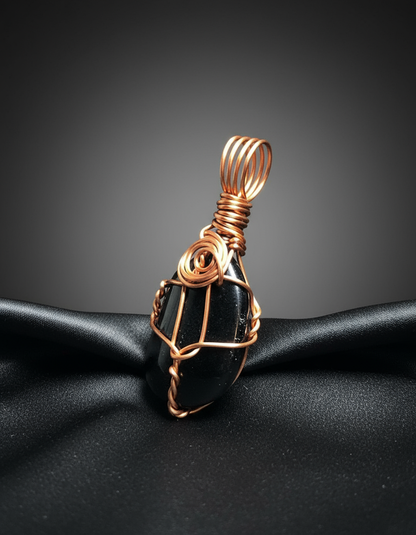 Black Obsidian Pendant - Charcoal